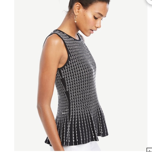 Ann Taylor Embroidered Sleeveless Peplum Sweater S - Picture 2 of 12